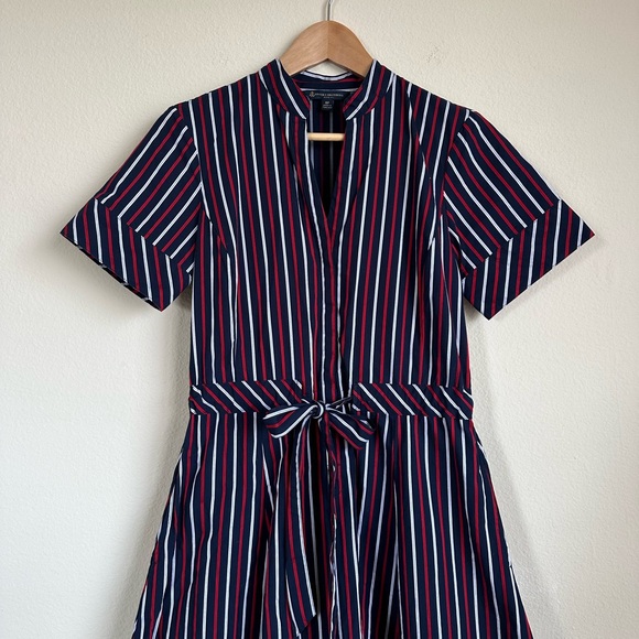 Brooks Brothers Navy and Red Stripe Fit and Flare Dress - Picture 2 of 15
